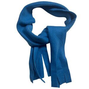Blue Fleece Winter Scarf With Fringe 11q